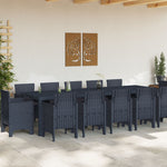 Conjunto de Jantar HKH de 13 Peças com Almofadas Vime Polimérico, Mesa de Jardim HKH 150x100x73 Cm Vime Polimérico, Cadeiras de Jardim HKH com Almofadas 4 Pcs Vime Polimérico - Antracite
