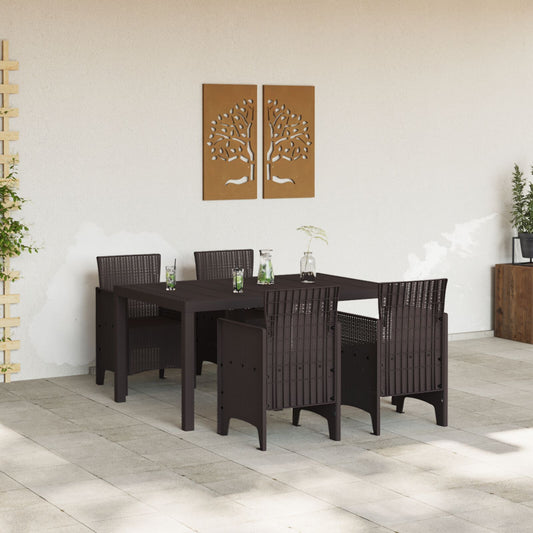 HKH Conjunto de Jantar de 5 Peças Rattan Sintético - Castanho
