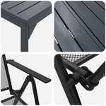 Conjunto de Móveis de Corredor HKH de 9 Peças em Aço Antracite, Mesa de Jardim Extensível HKH Antracite (140-210)x90x73 Cm em Aço - Preto