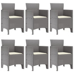 HKH Conjunto de Jantar de 7 Peças com Almofadas Cinza Claro Rattan Sintético - Cinzento