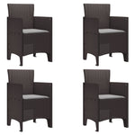 HKH Conjunto de Jantar de 5 Peças com Almofadas em Rattan Sintético - Castanho
