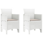 HKH Conjunto de Jantar de 3 Peças para Jardim com Almofadas Rattan Sintético - Branco