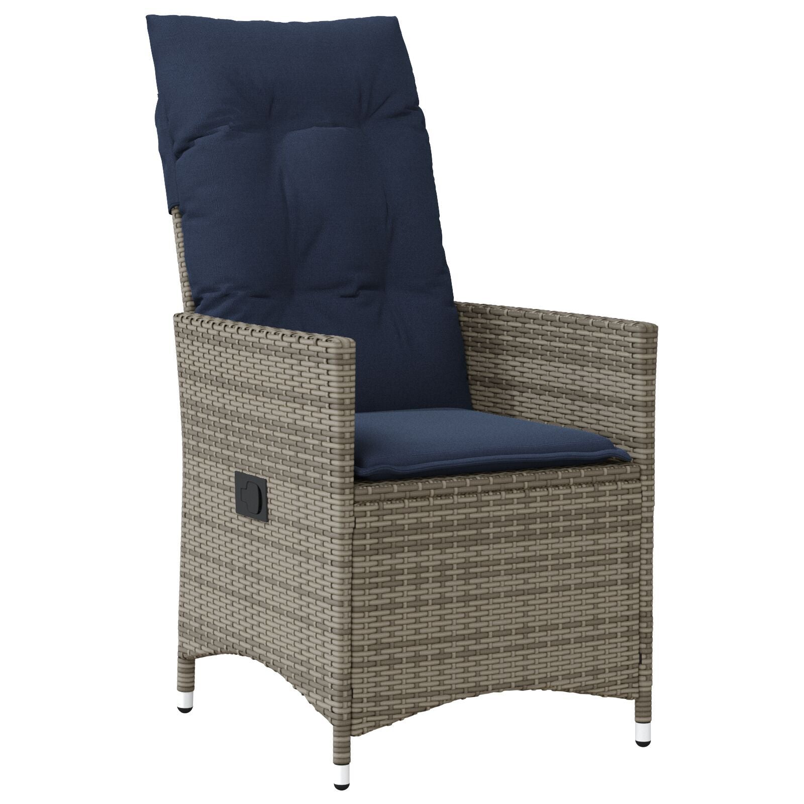 Conjunto Jantar Jardim 7 Peças Almofadas Rattan Poliéster Cinza Hkh, Mesa Jardim Preta 200x80x73 Cm com Vidro Temperado HKH - Bege