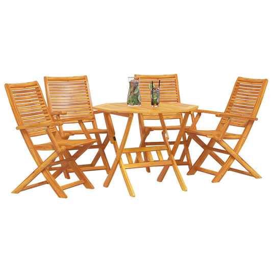 Conjunto de Jantar de Jardim com 5 Peças em Madeira Sólida de Acácia - Castanho