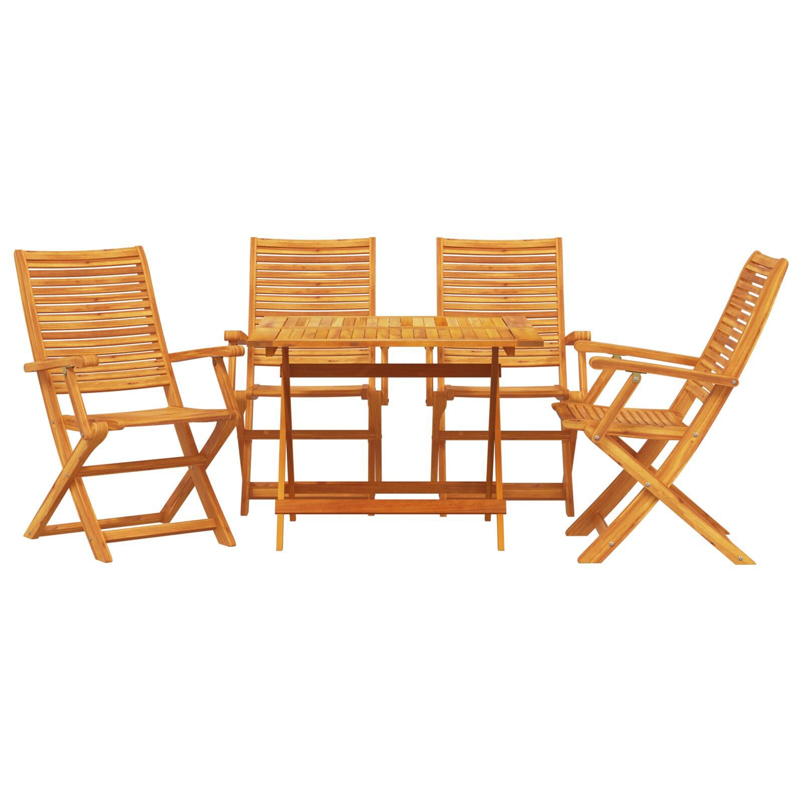 Conjunto de Jantar para o Jardim com 5 Peças - Madeira Sólida de Acácia - Castanho