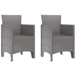 HKH Conjunto de Jantar 3 Peças Cinza Claro de Rattan - Cinzento