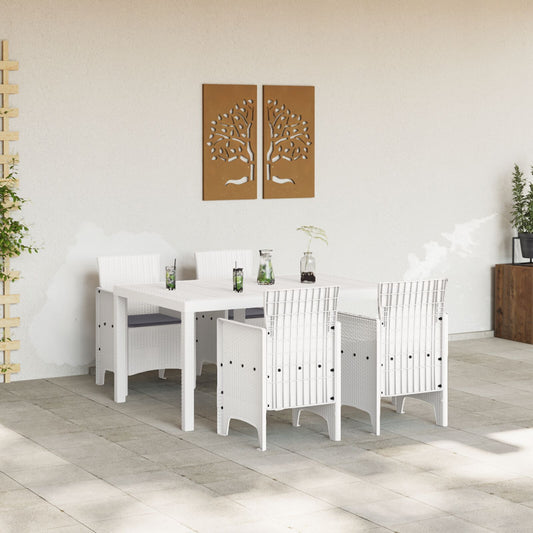 HKH Conjunto de 5 Peças para Jardim com Almofadas Rattan - Branco