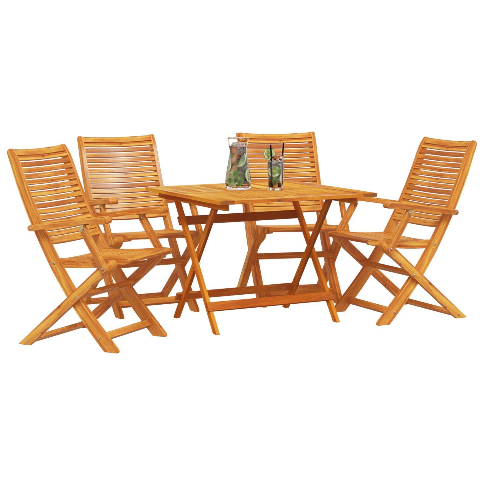 Conjunto de Jantar para o Jardim com 5 Peças - Madeira Sólida de Acácia - Castanho