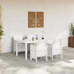 HKH Conjunto de Jantar de 5 Peças com Almofadas Ratan Plástico - Branco