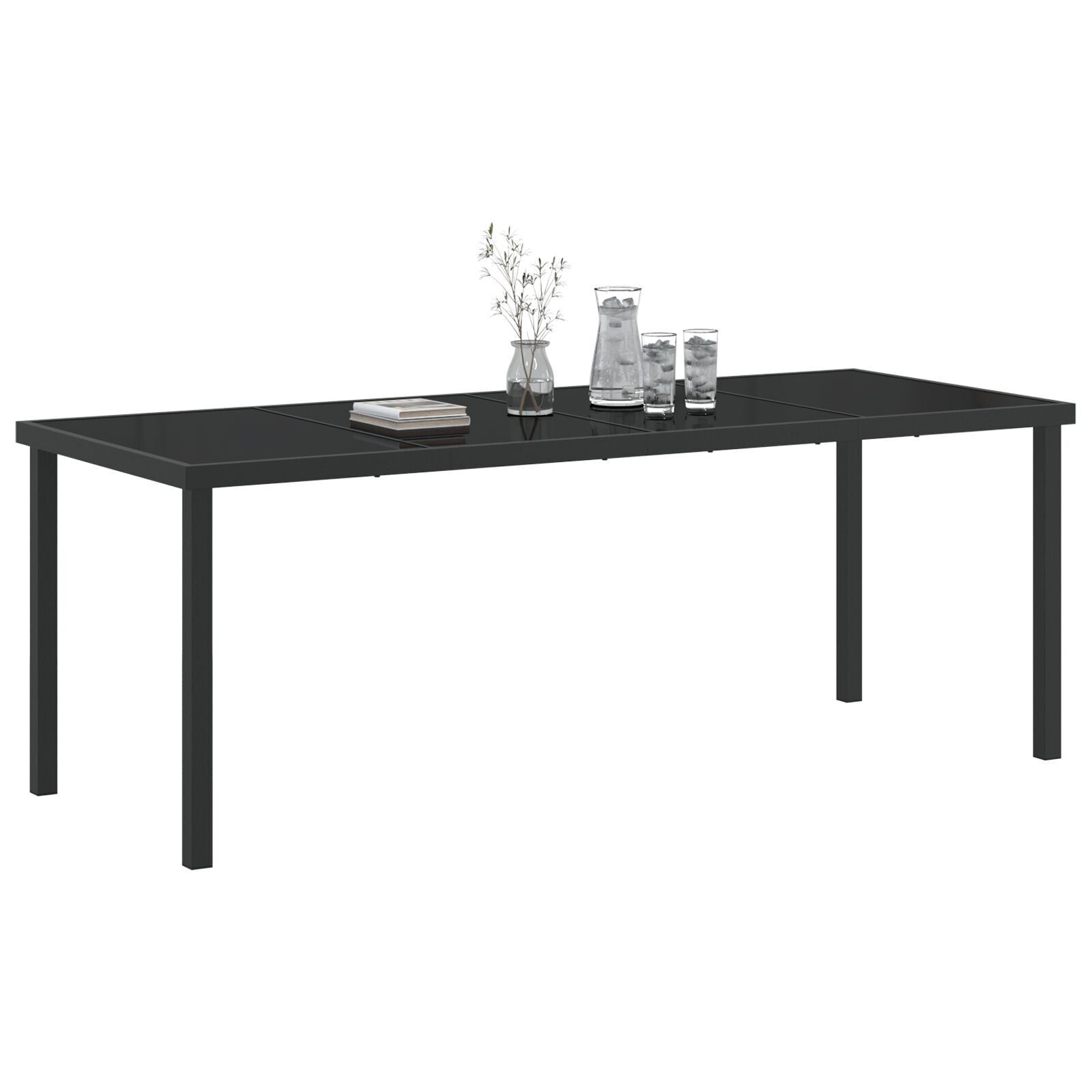Mesa de Jardim HKH Preta 200x80x73 Cm em Vidro Temperado - Antracite