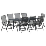 Conjunto de Móveis de Corredor HKH de 9 Peças em Aço Antracite, Mesa de Jardim Extensível HKH Antracite (140-210)x90x73 Cm em Aço - Preto