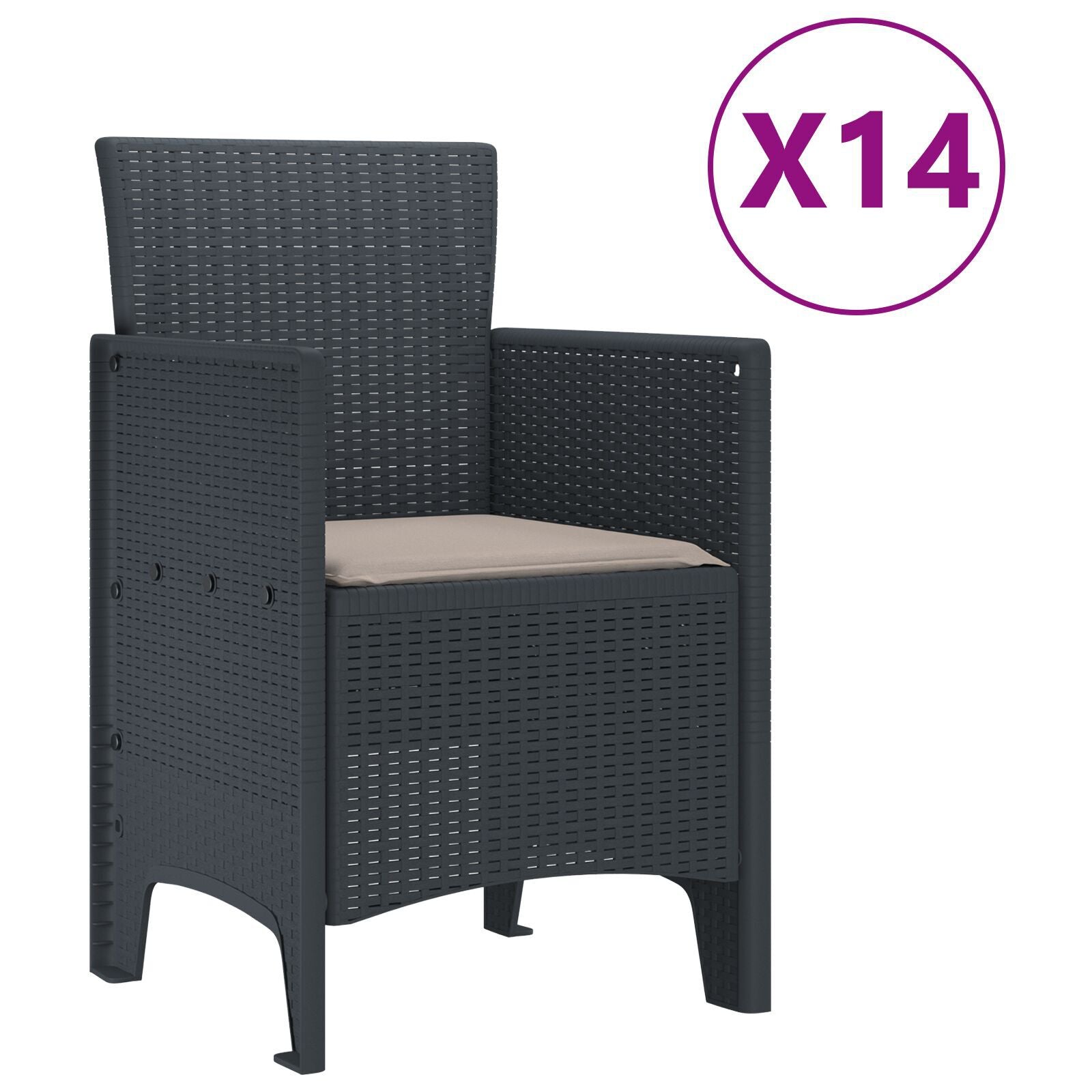 HKH Conjunto de Jantar de Jardim de 15 Peças com Almofadas Rattan Poly com Mesa 200x100x73 Cm + Mesa 150x100x73 + 2 Cadeiras com Almofadas + 4 Cadeiras com Almofadas - Branco