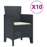 HKH Conjunto de Jantar de Jardim com 11 Peças e Almofadas Antracite Polirattan - Preto