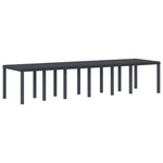 Conjunto de Jantar para Jardim 13 Peças com Almofadas Vime Poliéster, Mesa de Jardim 200x100x73 Cm Vime Poliéster, Mesa de Jardim 150x100x73 Cm Vime Poliéster, Cadeiras de Jardim com Almofadas 4 Pcs Vime Poliéster - Antracite