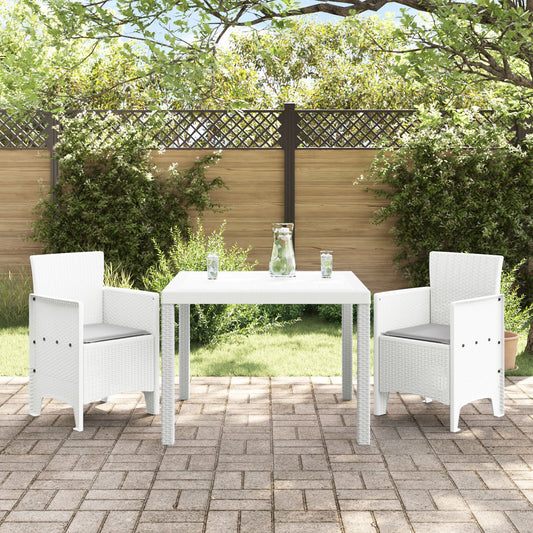 HKH Conjunto de Jantar de 3 Peças com Almofadas Rattan Plástico - Branco