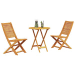 Conjunto de Móveis de Exterior HKH Conjunto de 3 Madeira Natural - Castanho