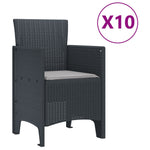 HKH Conjunto de Jantar de Jardim com Almofadas Vime Sintético - Antracite