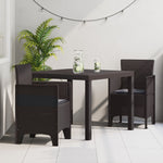 HKH Conjunto de Jantar de Jardim de 3 Peças com Almofadas em Rattan - Castanho