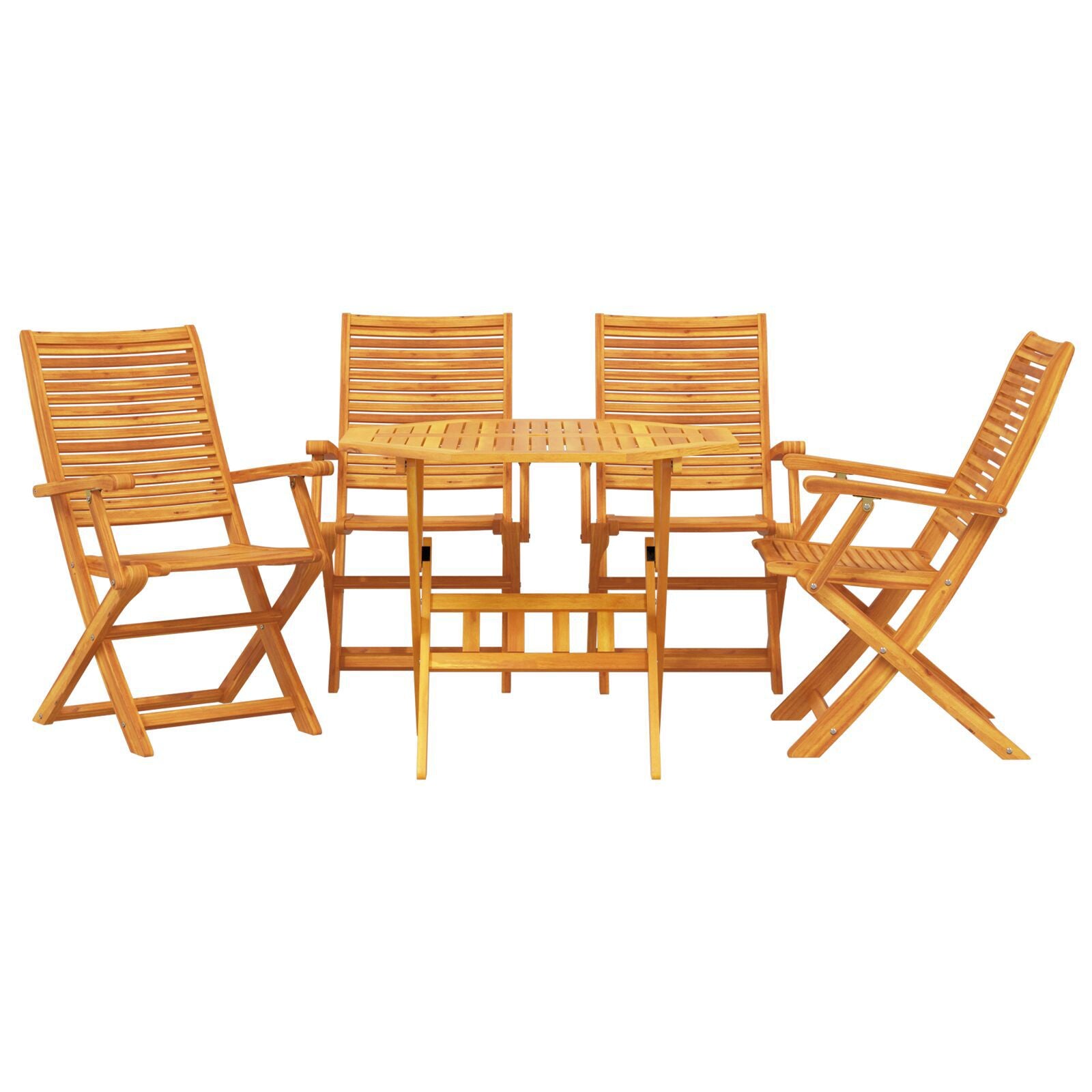 Conjunto de Jantar de Jardim com 5 Peças em Madeira Sólida de Acácia - Castanho