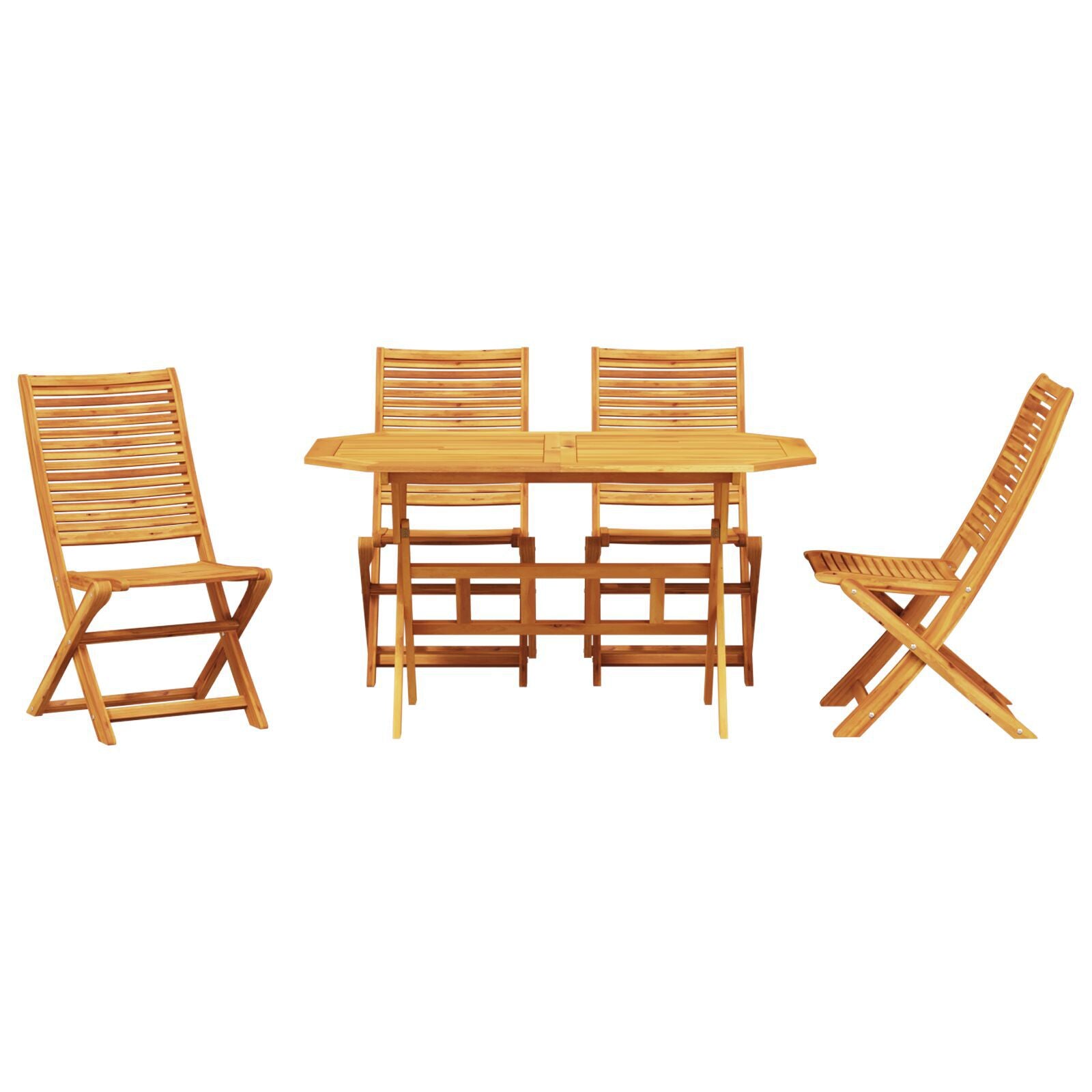 Conjunto de Jantar para o Jardim HKH com 5 Peças em Madeira Maciça de Acácia - Castanho