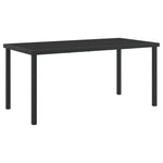 HKH Conjunto de Jantar de Jardim com 7 Peças e Almofadas em Rattan de Polietileno Cinza, HKH Mesa de Jardim Preta 160x80x73 Cm com Vidro Temperado - Bege