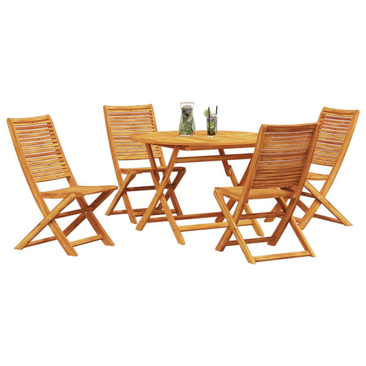 Conjunto de Jantar de Jardim 5 Peças HKH em Madeira Sólida de Acácia - Castanho