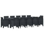 Conjunto de Jantar HKH de 13 Peças em Polirattan, Mesa de Jardim HKH 150x100x73 Cm em Polirattan, Cadeiras de Jardim HKH 4 Pcs em Polirattan - Antracite