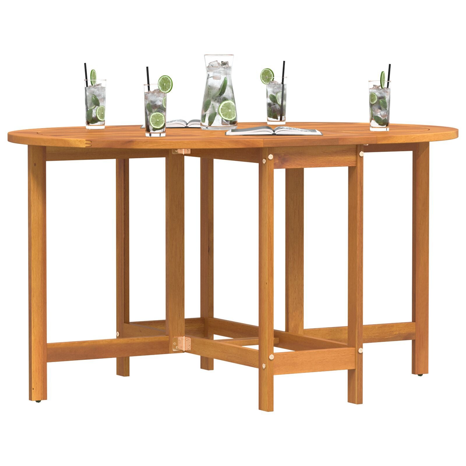Mesa de Jardim Dobrável Butterfly 110x60x72 Cm em Madeira Sólida de Acácia Oval - Castanho