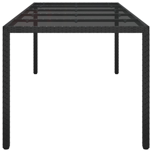 HKH Mesa de Jantar de Jardim Preta Rattan Poliéster - Preto