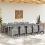 HKH Juego de Comedor de Jardín de 11 Piezas con Cojines de Ratán Sintético con Mesa 150x100x73 Cm + 2 Sillones con Cojines + 4 Sillas con Cojines - Gris Claro