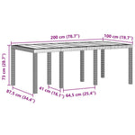 HKH Conjunto de Jantar de 7 Peças para Jardim com Almofadas Cinza Claro em Rattan Sintético - Cinzento