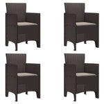 HKH Conjunto de Jantar de 5 Peças com Almofadas Rattan Sintético - Castanho