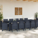 HKH Conjunto de Jantar para Jardim com 13 Peças e Almofadas em Polirattan , Mesa de Jardim HKH 150x100x73 Cm Polirattan, Cadeiras de Jardim HKH com Almofadas 4 Pcs Polirattan - Antracite