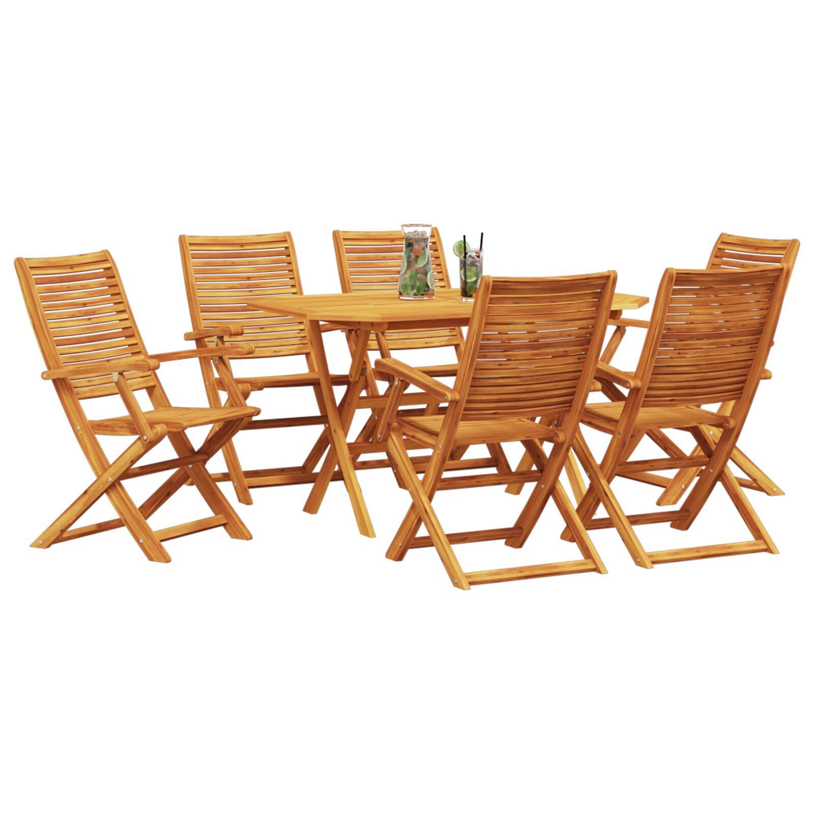 Conjunto de Jantar para o Jardim com 7 Peças em Madeira Sólida de Acácia - Castanho