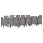 Conjunto de Jantar de Jardim de 13 Peças com Almofadas Cinza Claro Polirattan, Mesa de Jardim Cinza Claro 150x100x73 Cm Polirattan, Cadeiras de Jardim com Almofadas 4 Pcs Cinza Claro Polirattan - Cinzento-claro