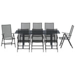 Conjunto de Móveis de Corredor HKH de 9 Peças em Aço Antracite, Mesa de Jardim Extensível HKH Antracite (140-210)x90x73 Cm em Aço - Preto