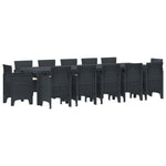 HKH Conjunto de Jantar para Jardim com 13 Peças e Almofadas em Polirattan , Mesa de Jardim HKH 150x100x73 Cm Polirattan, Cadeiras de Jardim HKH com Almofadas 4 Pcs Polirattan - Antracite