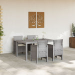 HKH Conjunto de Jantar de Jardim de 5 Peças com Almofadas Cinza Claro Polirattan - Cinzento
