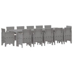 Conjunto de Jantar HKH de 13 Peças com Almofadas Cinza Claro Rattan Poli, Mesa de Jardim HKH Cinza Claro 150x100x73 Cm Rattan Poli, Cadeiras de Jardim HKH com Almofadas 4 Pcs Cinza Claro Rattan Poli - Cinzento-claro