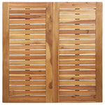 Conjunto de Jantar de Jardim HKH 3 Peças de Madeira Acácia Sólida, Mesa de Jantar Externa HKH 90x90x74.5 Cm Madeira Acácia Sólida, Cadeiras de Jardim Empilháveis HKH 2 Pcs Madeira Acácia Sólida e Metal - Castanho