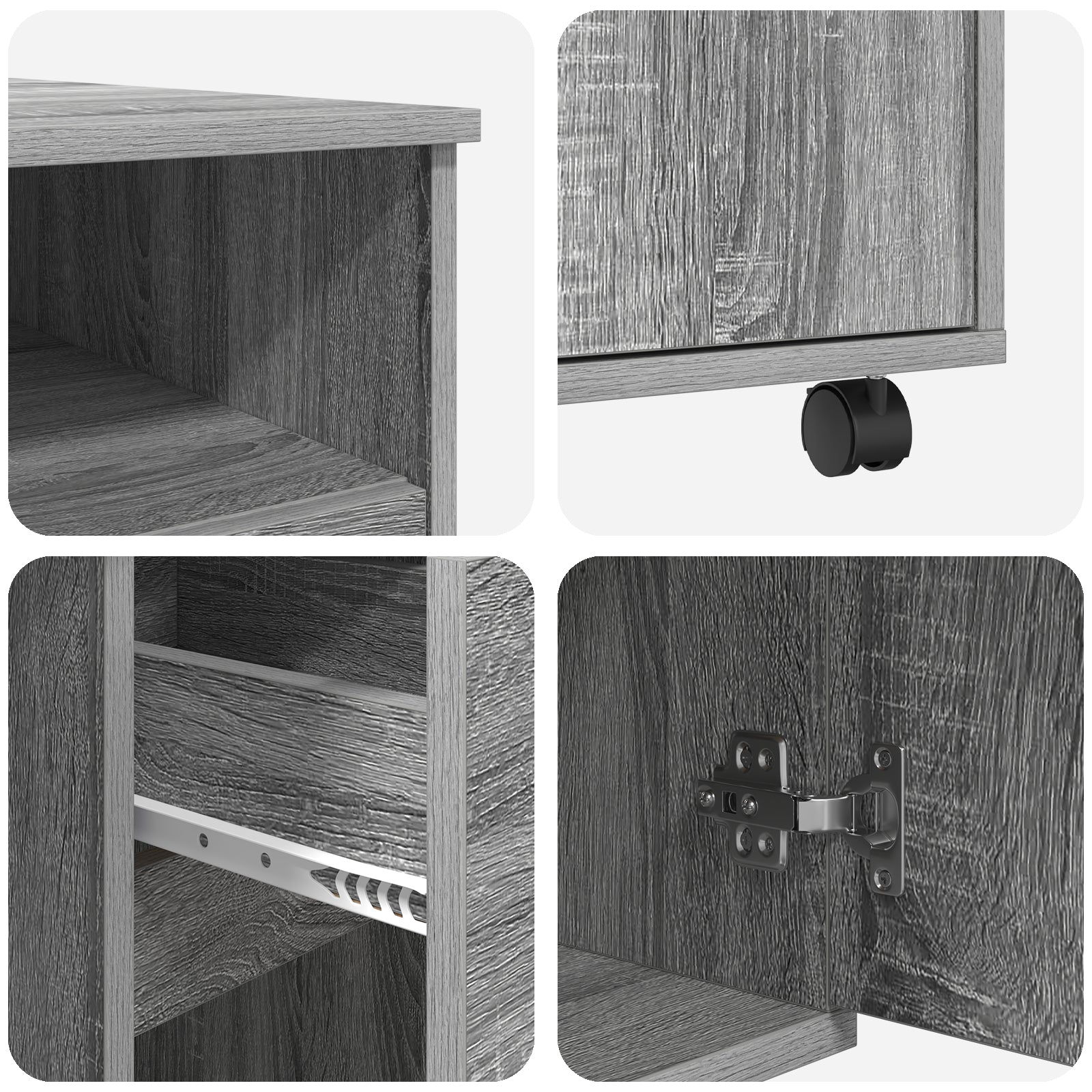 HKH Mesa de ordenador Gris Gris Sonoma Madera de Ingeniería Mediana