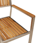 Conjunto de Jantar de Jardim HKH de 9 Peças de Madeira Maciça de Teca, Mesa de Jantar Externa HKH 200x90x74,5 Cm de Madeira Maciça de Teca, Cadeiras de Jardim Empilháveis HKH 4 Pcs de Madeira Maciça de Teca e Metal - Branco