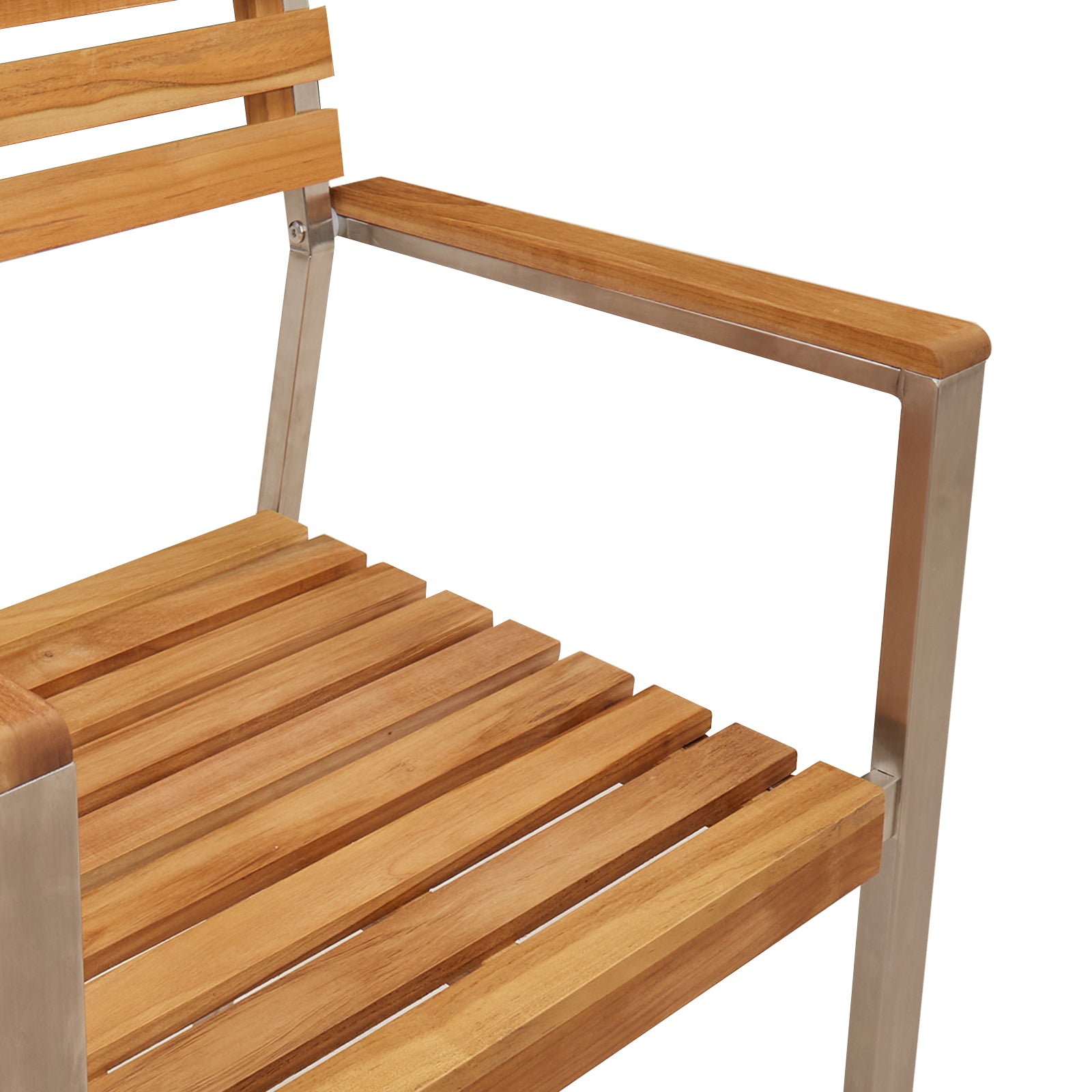 HKH Juego de Comedor de Jardín de 7 Piezas de Madera Maciza de Teca con Mesa de Comedor Exterior de 180x90x75 Cm + 2 Sillas Apilables + 4 Sillas Apilables - Marrón