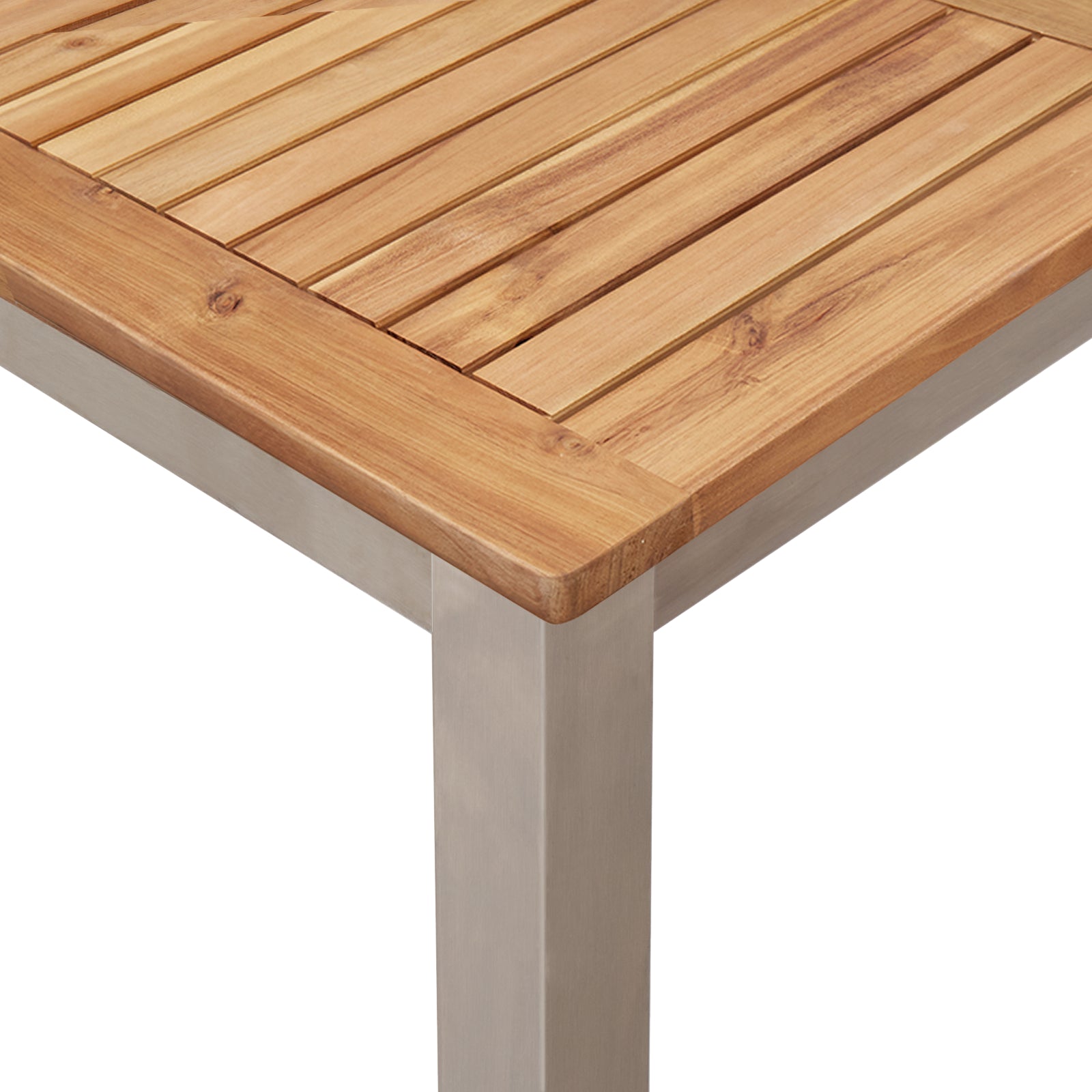 HKH Conjunto de Jantar de Jardim de 7 Peças em Madeira de Acácia com Mesa de Jantar 180x90x75 Cm + 2 Cadeiras Empilháveis + 4 Cadeiras Empilháveis - Castanho