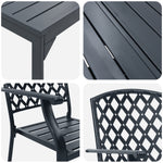 Conjunto de Mobiliário de Corredor HKH 9 Peças Aço Antracite, Mesa de Jardim Extensível HKH Antracite (140-210)x90x73 Cm Aço, Cadeiras de Jardim 4 Pcs Empilháveis Antracite Aço - Cinzento