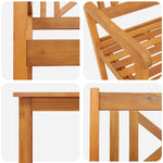 Conjunto de Jantar Jardim HKH 3 Peças Madeira Maciça Acácia, Cadeiras de Jardim HKH 2 Pcs 56x56x90 Cm Madeira Maciça Acácia - Castanho