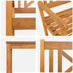 Conjunto de Jantar para Jardim HKH 5 Peças em Madeira Sólida de Acácia, Cadeiras de Jardim HKH 2 Pcs 56x56x90 Cm em Madeira Sólida de Acácia - Castanho