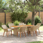 HKH Conjunto de Jantar de Jardim 7 Peças Rattan Poliéster - Bege