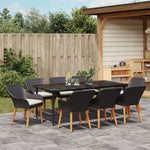 HKH Conjunto de Jantar de Jardim de 9 Peças Poli Rattan - Preto