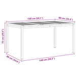 Conjunto de Jantar de 5 Peças de Jardim HKH em Madeira de Acácia, Mesa de Jantar Externa HKH 150x90x75 Cm em Madeira de Acácia, Cadeiras de Jardim Empilháveis HKH 4 Pcs em Madeira de Acácia e Metal - Castanho